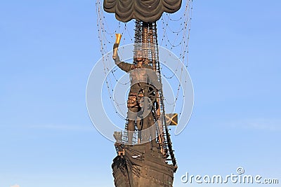 RUSSIA, MOSCOW â€“ JANUARY 23, 2019: The figure of Peter the Great, part of the monument to Peter the Great by Zurab Tsereteli Editorial Stock Photo